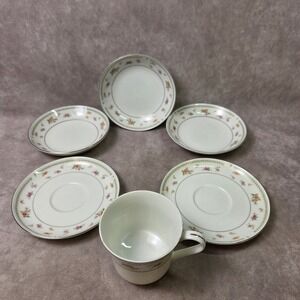 Abingdon Fine Porcelain China Floral Tea Cup Saucers and Bowls 6 Piece Set Japan